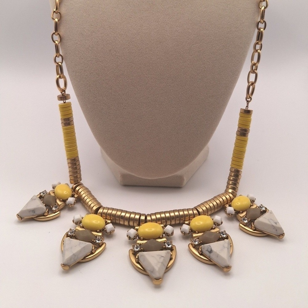Stella & Dot Pavillion necklace statement yellow gold tone adjustable statement